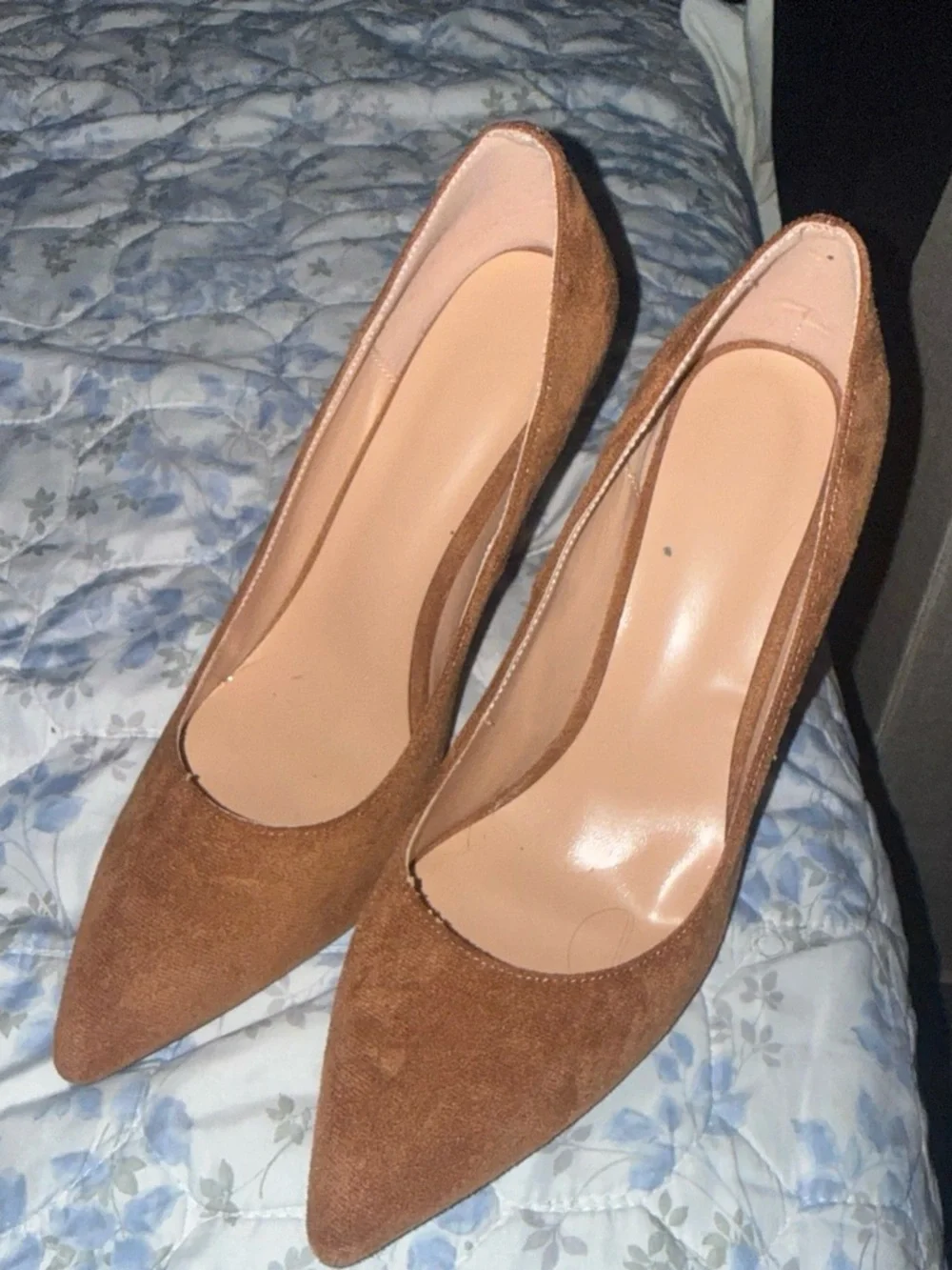 Classic Pointed Toe Brown Suede Women's Heels